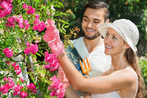 High-visibility gardener conducting final safety checks