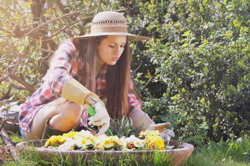 Auditor reviewing documents at a garden site